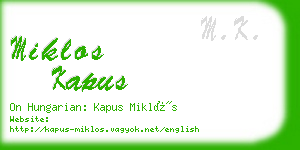 miklos kapus business card